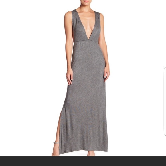 Velvet Torch Black Plunging Neckline Maxi Dress with Leg Slit NWT Size Medium - Picture 2 of 13